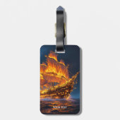 Fantasy Schattige Fire Ship Zee Bagagelabel (Achterkant verticaal)