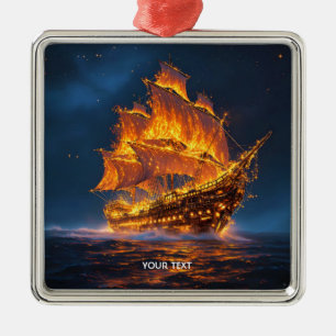 Fantasy Schattige Fire Ship Zee Metalen Ornament