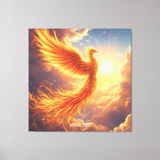 Fantasy Schattige Flaming Phoenix Rises Canvas Afdruk (Voorkant)