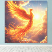 Fantasy Schattige Flaming Phoenix Rises Canvas Afdruk (Insitu (Houten vloer))