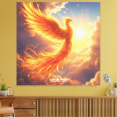 Fantasy Schattige Flaming Phoenix Rises Canvas Afdruk (Insitu (Woonkamer))