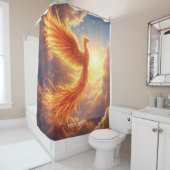 Fantasy Schattige Flaming Phoenix Rises Douchegordijn (In situ)