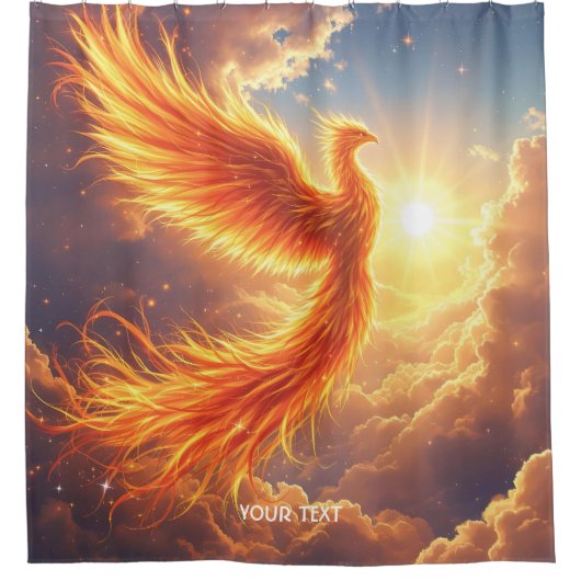 Fantasy Schattige Flaming Phoenix Rises Douchegordijn (Voorkant)