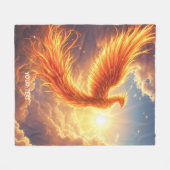 Fantasy Schattige Flaming Phoenix Rises Fleece Deken (Voorkant (Horizontaal))
