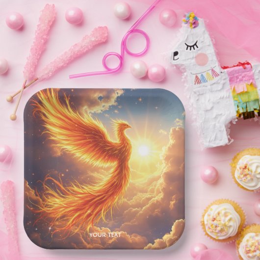 Fantasy Schattige Flaming Phoenix Rises Papieren Bordje (Feest)