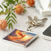 Fantasy Schattige Flaming Phoenix Rises Sleutelhanger (Zijkant)