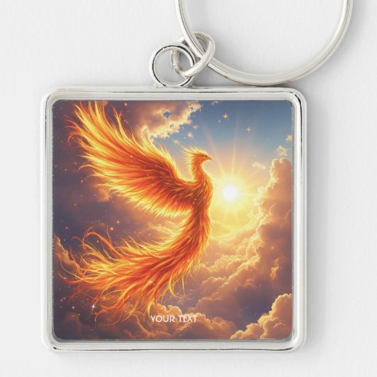 Fantasy Schattige Flaming Phoenix Rises Sleutelhanger (Voorkant)