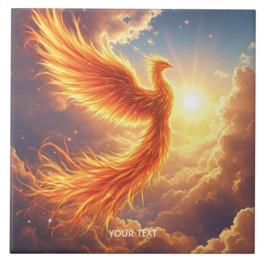 Fantasy Schattige Flaming Phoenix Rises Tegeltje (Voorkant)
