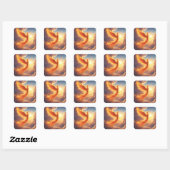 Fantasy Schattige Flaming Phoenix Rises Vierkante Sticker (Vel)