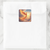 Fantasy Schattige Flaming Phoenix Rises Vierkante Sticker (Tas)