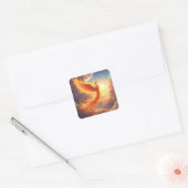 Fantasy Schattige Flaming Phoenix Rises Vierkante Sticker (Envelop)
