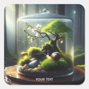 Fantasy Schattige Fles Sakura Snail Vierkante Sticker