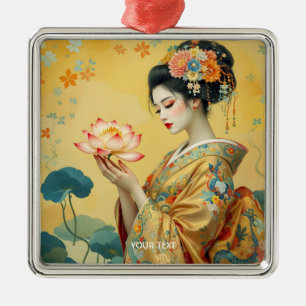 Fantasy Schattige Flower Japanese Girl Metalen Ornament