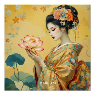 Fantasy Schattige Flower Japanese Girl Perfect Poster