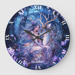 Fantasy Schattige Forest Deer Girl Grote Klok