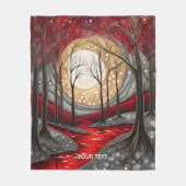 Fantasy Schattige Forest Night Red Fleece Deken (Voorkant)
