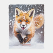 Fantasy Schattige Fox Cub Snow Fleece Deken (Voorkant)