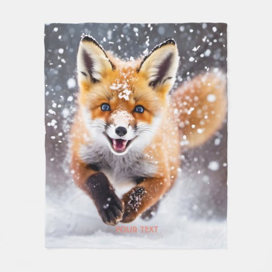 Fantasy Schattige Fox Cub Snow Fleece Deken (Voorkant)