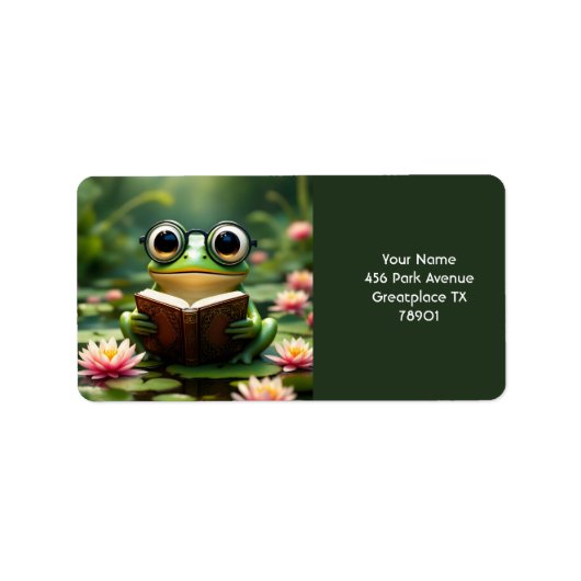 Fantasy Schattige Frog Glasses Boek Etiket (Voorkant)