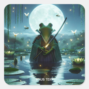 Fantasy Schattige Frog Samurai Katana Vierkante Sticker