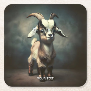 Fantasy Schattige Funny Baby Goat Kartonnen Onderzetters