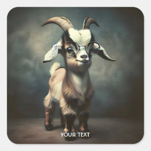 Fantasy Schattige Funny Baby Goat Vierkante Sticker