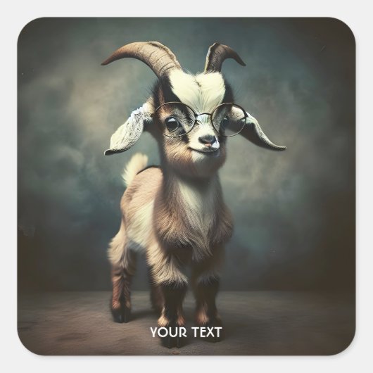 Fantasy Schattige Funny Baby Goat Vierkante Sticker (Voorkant)