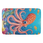 Fantasy Schattige geruit octopus Zee Badmat (Voorkant)