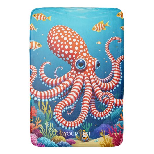Fantasy Schattige geruit octopus Zee Badmat (Voorkant Verticaal)