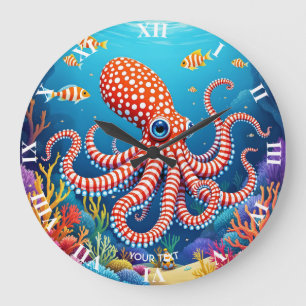 Fantasy Schattige geruit octopus Zee Grote Klok