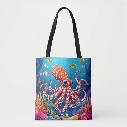 Fantasy Schattige geruit octopus Zee Tote Bag (Voorkant)
