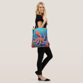 Fantasy Schattige geruit octopus Zee Tote Bag (Op model)