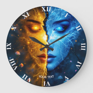 Fantasy Schattige Gezicht Geel Blauw Grote Klok