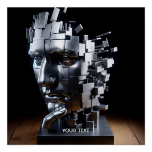 Fantasy Schattige Gezicht Metalen Sculptuur Perfect Poster