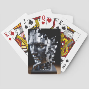 Fantasy Schattige Gezicht Metalen Sculptuur Pokerkaarten