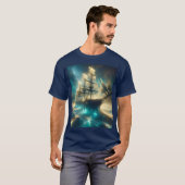 Fantasy Schattige Ghost Zee Ship T-shirt (Voorkant volledig)
