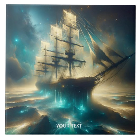 Fantasy Schattige Ghost Zee Ship Tegeltje (Voorkant)