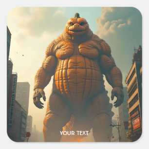 Fantasy Schattige Giant Pumpkin City Vierkante Sticker