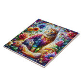 Fantasy Schattige glas gewatteerde kat Tegeltje (Zijkant)