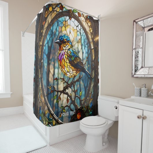 Fantasy Schattige Glas in lood Bird Douchegordijn (In situ)