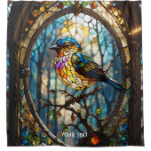 Fantasy Schattige Glas in lood Bird Douchegordijn (Voorkant)
