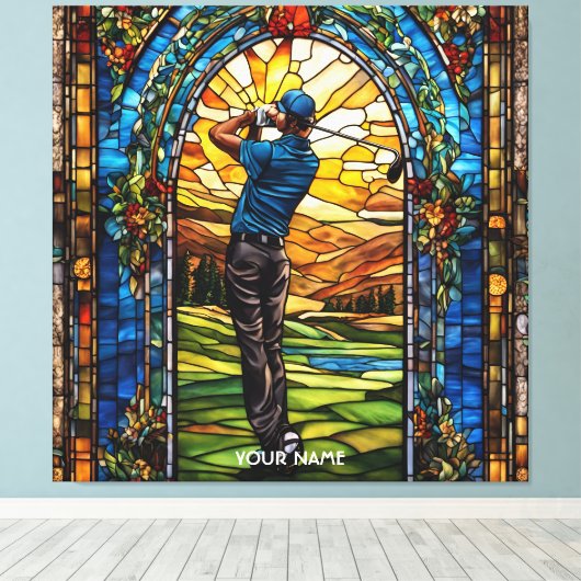 Fantasy Schattige Glas in lood Canvas Afdruk (Insitu (Houten vloer))