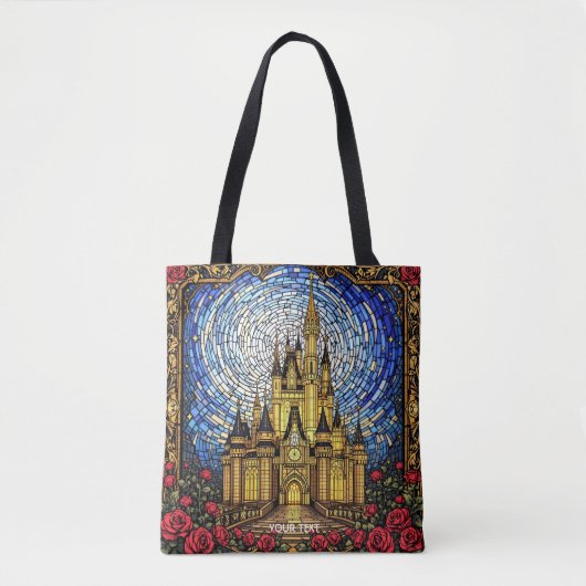 Fantasy Schattige Glas in lood Castle Tote Bag (Voorkant)