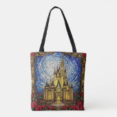 Fantasy Schattige Glas in lood Castle Tote Bag (Achterkant)
