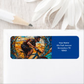 Fantasy Schattige Glas in lood Fietser Etiket (Insitu)