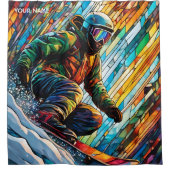 Fantasy Schattige Glas in lood Snowboard Douchegordijn (Voorkant)