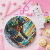 Fantasy Schattige Glas in lood Snowboard Papieren Bordje (Feest)