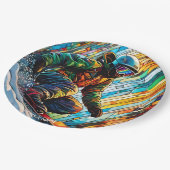 Fantasy Schattige Glas in lood Snowboard Papieren Bordje (Gekanteld)