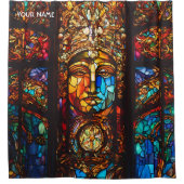 Fantasy Schattige Glas in lood Venster Douchegordijn (Voorkant)