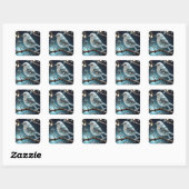 Fantasy Schattige Glass Bird Branch Vierkante Sticker (Vel)